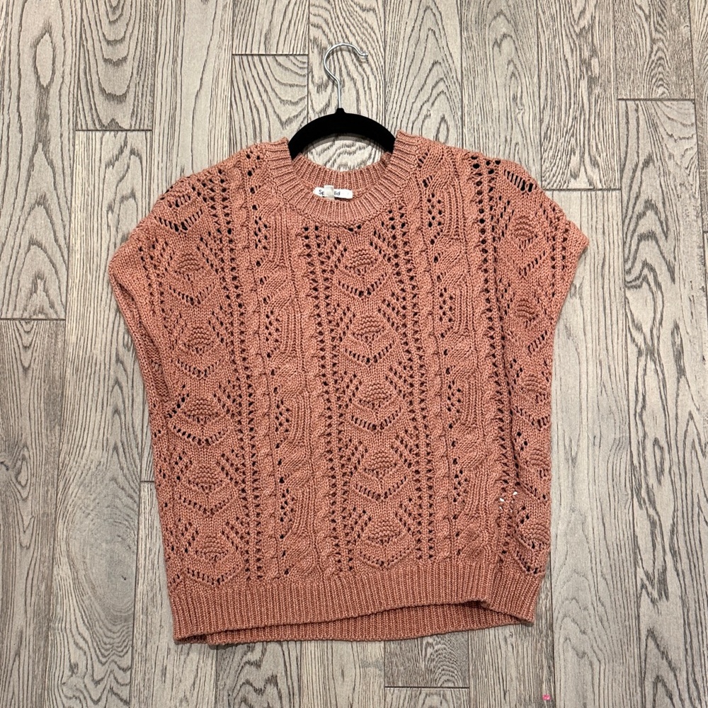 Splendid Crochet Knit Sleeveless Pullover - Dusty Rose